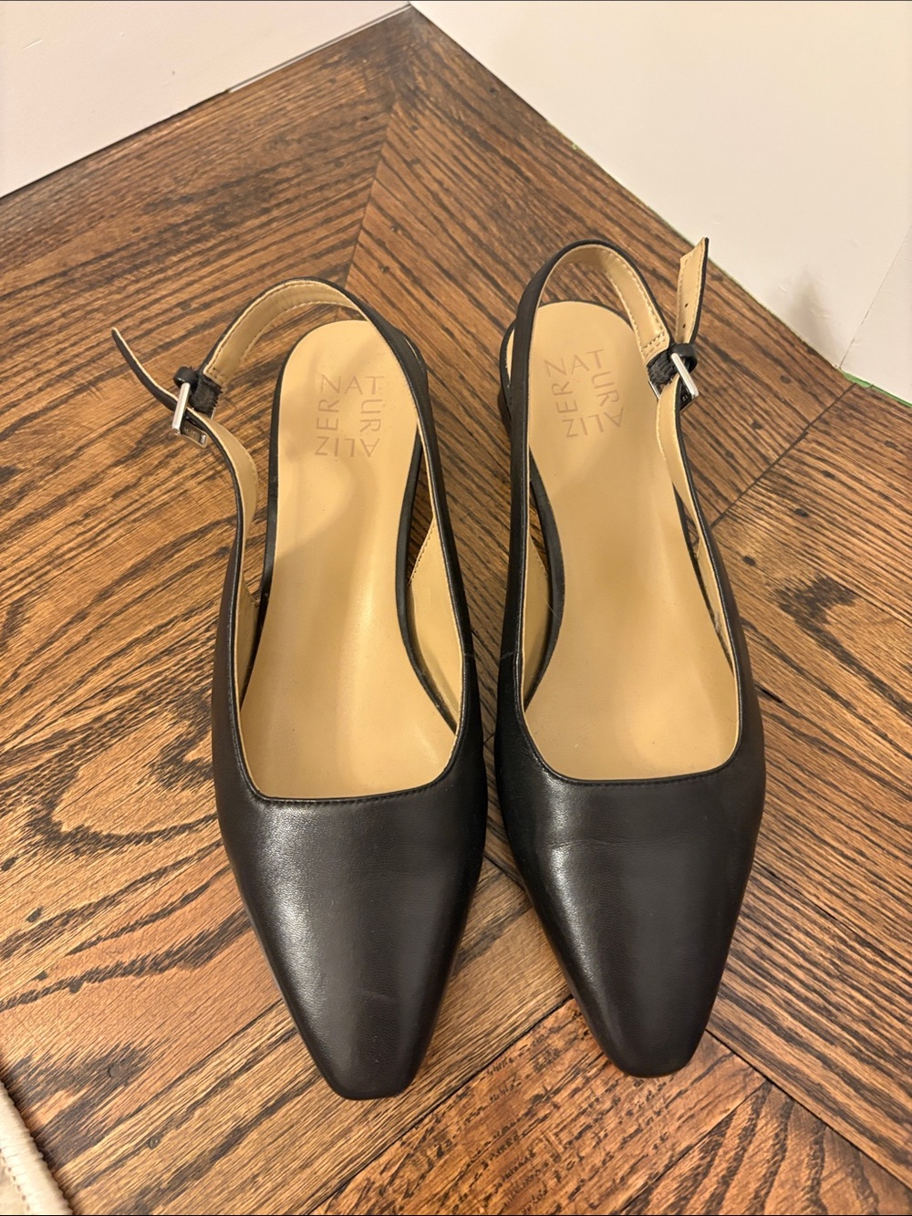 Naturalizer Black Leather Slingback Mules